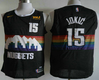 Men's Denver Nuggets #15 Nikola Jokic Black 2020 Nike City Edition Swingman Jersey With The Sponsor Logo