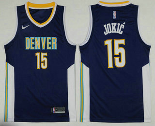 Men's Denver Nuggets #15 Nikola Jokic Navy Blue 2017-2018 Nike Icon Edition Swingman Jersey