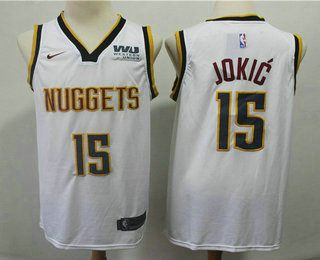 Men's Denver Nuggets #15 Nikola Jokic New White 2019 Nike Swingman Western Union Stitched NBA Jersey