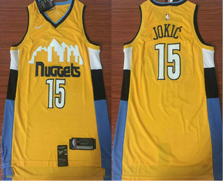 Men's Denver Nuggets #15 Nikola Jokic New Yellow 2017-2018 Nike Swingman Stitched NBA Jersey