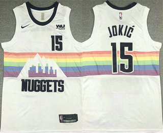 Men's Denver Nuggets #15 Nikola Jokic White 2020 Nike City Edition Swingman Jersey With The Sponsor Logo