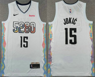 Men's Denver Nuggets #15 Nikola Jokic White 2024 City Sponsor Swingman Jersey