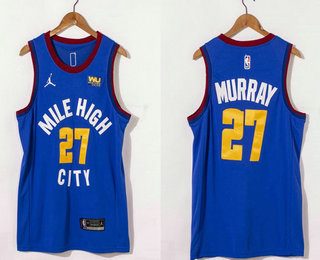 Men's Denver Nuggets #27 Jamal Murray Blue 2021 Brand Jordan Swingman Stitched NBA Jersey With The Sponsor Logo