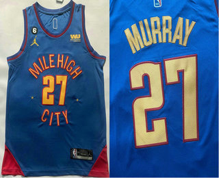 Men's Denver Nuggets #27 Jamal Murray Blue 2023 Statement Edition With 6 Patch Stitched Jersey