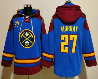 Men's Denver Nuggets #27 Jamal Murray Blue Ageless Must Have Lace Up Pullover Hoodie