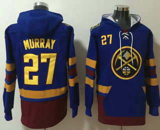 Men's Denver Nuggets #27 Jamal Murray NEW Blue Pocket Stitched NFL Pullover Hoodie