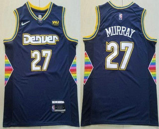 Men's Denver Nuggets #27 Jamal Murray Navy City Diamond 75th Icon Sponsor Swingman Jersey