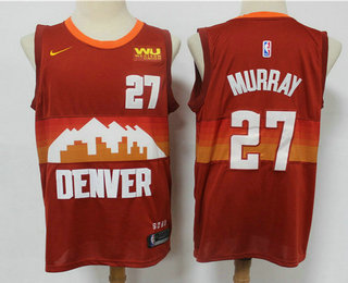 Men's Denver Nuggets #27 Jamal Murray Red 2021 City Edition NBA Swingman Jersey With The Sponsor Logo