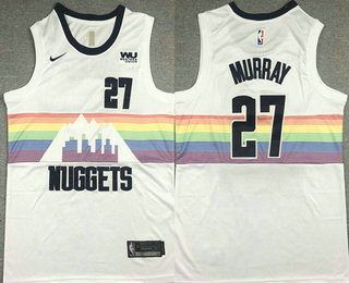 Men's Denver Nuggets #27 Jamal Murray White 2020 Nike City Edition Swingman Jersey With The Sponsor Logo