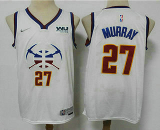 Men's Denver Nuggets #27 Jamal Murray White Nike Swingman 2021 Earned Edition Stitched Jersey With Sponsor Logo