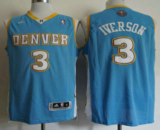 Men's Denver Nuggets #3 Allen Iverson Light Blue Soul Swingman Jersey