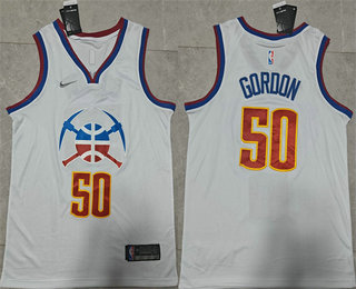 Men's Denver Nuggets #50 Aaron Gordon White Earned Edition Stitched Basketball Jersey
