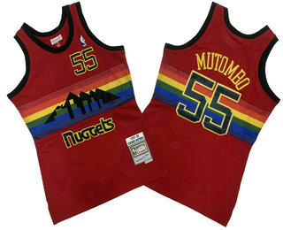 Men's Denver Nuggets #55 Dikembe Mutombo Red 1991-92 Rainbow Hardwood Classics Soul Swingman Throwback Jersey