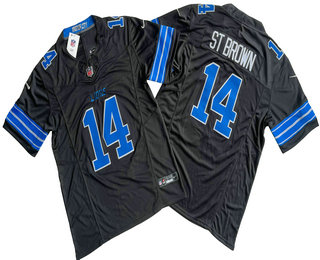 Men's Detroit Lions #14 Amon Ra St Brown Limited Black 2024 FUSE Vapor Jersey