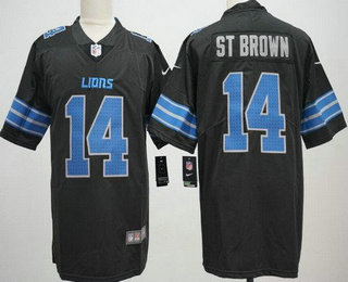 Men's Detroit Lions #14 Amon Ra St Brown Limited Black Vapor Jersey