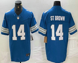 Men's Detroit Lions #14 Amon Ra St Brown Limited Blue 2024 FUSE Vapor Jersey