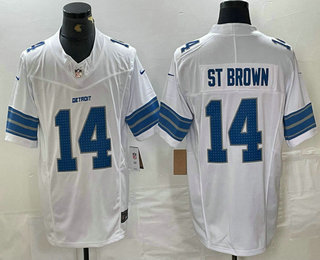 Men's Detroit Lions #14 Amon Ra St Brown Limited White 2024 FUSE Vapor Jersey