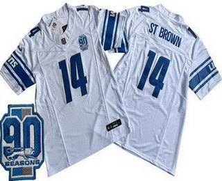 Men's Detroit Lions #14 Amon Ra St Brown Limited White 90th Season FUSE Vapor Jersey