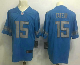 Men's Detroit Lions #15 Golden Tate III Light Blue 2017 Color Rush Stitched NFL Nike Limited Jersey