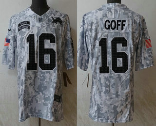 Men's Detroit Lions #16 Jared Goff Arctic Camo 2024 FUSE Salute to Service Limited Stitched Jersey