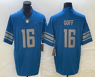 Men's Detroit Lions #16 Jared Goff Blue 2023 FUSE Vapor Limited Stitched Jersey