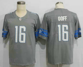 Men's Detroit Lions #16 Jared Goff Grey 2021 Color Rush Stitched NFL Nike Limited Jersey