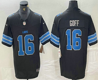 Men's Detroit Lions #16 Jared Goff Limited Black 2024 FUSE Vapor Jersey