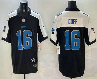 Men's Detroit Lions #16 Jared Goff Limited Black Thanksgiving FUSE Vapor Jersey