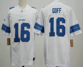 Men's Detroit Lions #16 Jared Goff Limited White 2024 FUSE Vapor Jersey