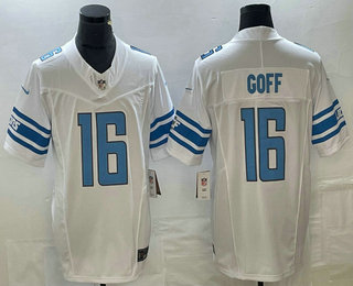 Men's Detroit Lions #16 Jared Goff White 2023 FUSE Vapor Limited Stitched Jersey