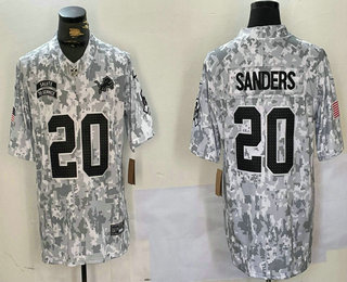 Men's Detroit Lions #20 Barry Sanders Arctic Camo 2024 FUSE Salute to Service Limited Stitched Jersey