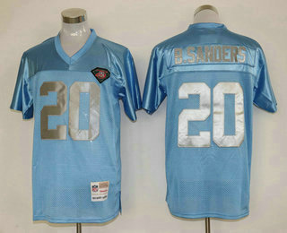 Men's Detroit Lions #20 Barry Sanders Blue 75TH Throwback Jersey