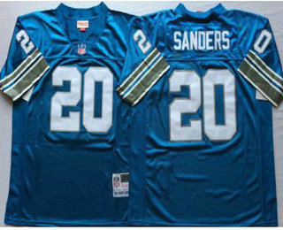 Men's Detroit Lions #20 Barry Sanders Blue M&N Throwback Jersey