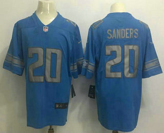 Men's Detroit Lions #20 Barry Sanders Light Blue 2017 Color Rush Stitched NFL Nike Limited Jersey