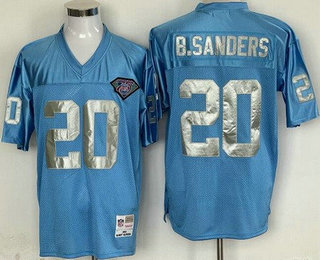 Men's Detroit Lions #20 Barry Sanders Light Blue 75th 1994Throwback Jersey