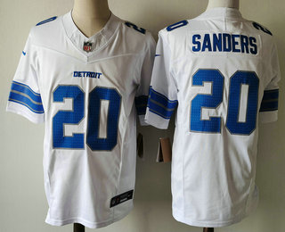 Men's Detroit Lions #20 Barry Sanders Limited White 2024 FUSE Vapor Jersey