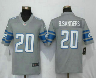 Men's Detroit Lions #20 Barry Sanders Steel Gray 2017 Color Rush Stitched NFL Nike Limited Jersey