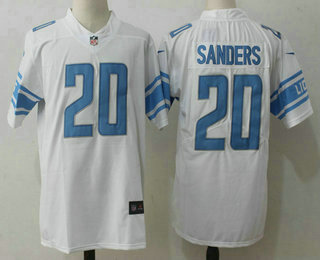 Men's Detroit Lions #20 Barry Sanders White 2017 Color Rush Stitched NFL Nike Limited Jersey