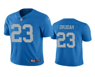 Men's Detroit Lions #23 Jeff Okudah Blue 2020 NFL Draft Vapor Limited Jersey