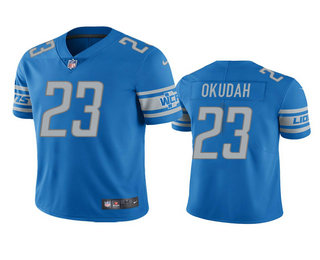 Men's Detroit Lions #23 Jeff Okudah Light Blue 2020 NFL Draft Vapor Limited Jersey