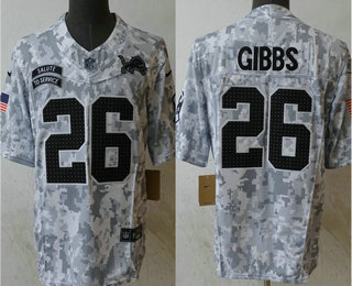 Men's Detroit Lions #26 Jahmyr Gibbs Arctic Camo 2024 FUSE Salute to Service Limited Stitched Jersey