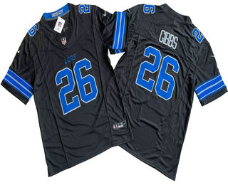 Men's Detroit Lions #26 Jahmyr Gibbs Limited Black 2024 FUSE Vapor Jersey