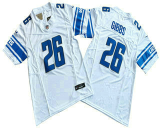 Men's Detroit Lions #26 Jahmyr Gibbs White 2023 FUSE Vapor Limited Stitched Jersey