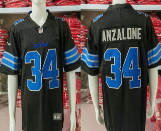 Men's Detroit Lions #34 Alex Anzalone Limited Black Vapor Jersey