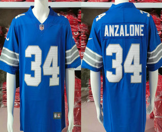 Men's Detroit Lions #34 Alex Anzalone Limited Blue Vapor Jersey