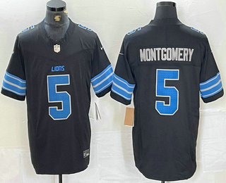 Men's Detroit Lions #5 David Montgomery Limited Black 2024 FUSE Vapor Jersey