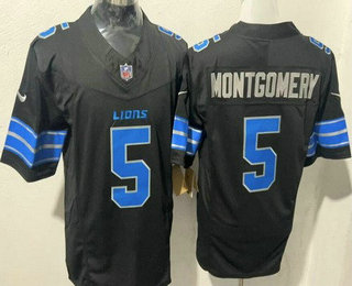 Men's Detroit Lions #5 David Montgomery Limited Black FUSE Vapor Jersey