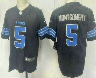 Men's Detroit Lions #5 David Montgomery Limited Black Vapor Jersey