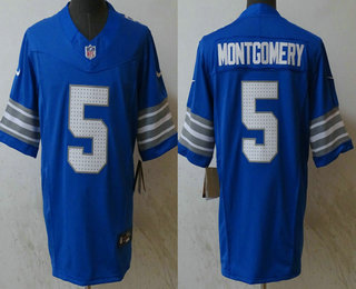 Men's Detroit Lions #5 David Montgomery Limited Blue 2024 FUSE Vapor Jersey