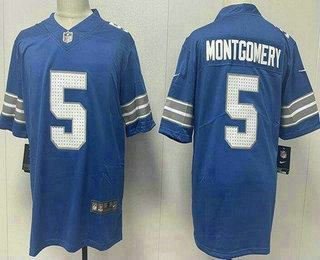 Men's Detroit Lions #5 David Montgomery Limited Blue Vapor Jersey